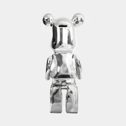 Statues & Sculptures Table Top|Floor Standing-Aero Bear 50cm Chrome Resin Indoor Sculpture