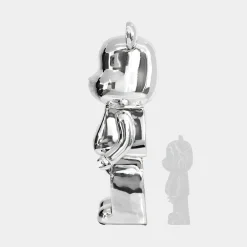 Statues & Sculptures Floor Standing|Animals-Aero Bear 135cm Chrome Resin Indoor Sculpture