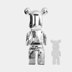 Statues & Sculptures Floor Standing|Animals-Aero Bear 135cm Chrome Resin Indoor Sculpture