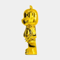Statues & Sculptures Table Top|Floor Standing-Aero Bear 50cm Gold Resin Indoor Sculpture