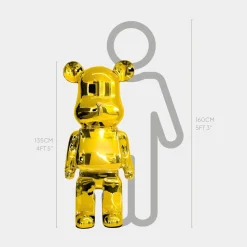 Statues & Sculptures Floor Standing|Animals-Aero Bear 135cm Gold Resin Indoor Sculpture