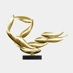 Statues & Sculptures Table Top|Abstract-Aero Stream 50cm Gold Metal Indoor Sculpture