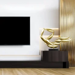Statues & Sculptures Table Top|Abstract-Aero Stream 50cm Gold Metal Indoor Sculpture