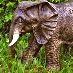 Statues & Sculptures Wildlife-African Elephant 42cm Bronze Marble Resin Garden Ornament