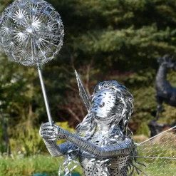 Statues & Sculptures Fairies-Alette Fairy 60cm Metal Wire Garden Sculpture