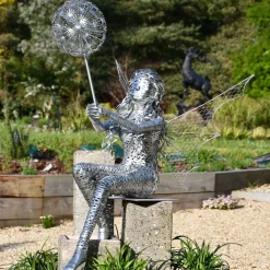 Statues & Sculptures Fairies-Alette Fairy Metal Wire Garden Sculpture