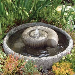 Statues & Sculptures Water Features-Ammonite Fossil Stone Garden Water Feature