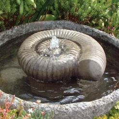 Statues & Sculptures Water Features-Ammonite Fossil Stone Garden Water Feature