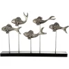 Statues & Sculptures Table Top|Animals-Aqua Symphony Fish 35cm Wood Indoor Sculpture
