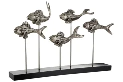 Statues & Sculptures Table Top|Animals-Aqua Symphony Fish 35cm Wood Indoor Sculpture