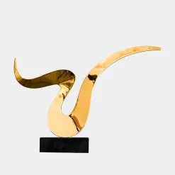 Statues & Sculptures Table Top|Abstract-Astral Edge 48cm Gold Metal Indoor Sculpture