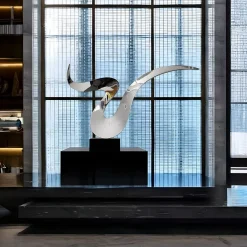 Statues & Sculptures Table Top|Floor Standing-Astral Edge 76cm Silver Metal Indoor Sculpture