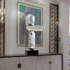 Statues & Sculptures Table Top|Floor Standing-Astrolith 90cm Silver Metal Indoor Sculpture v1