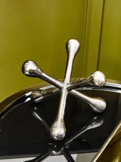 Statues & Sculptures Table Top|Abstract-Atomic Bloom 14cm Silver Metal Indoor Sculpture