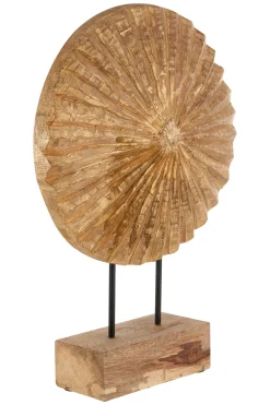 Statues & Sculptures Table Top|Abstract-Aurora Disc 48cm Gold Wood Indoor Sculpture