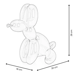 Statues & Sculptures Table Top|Floor Standing-Balloon Dog & Bone 28cm White Resin Indoor Sculpture