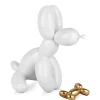 Statues & Sculptures Table Top|Floor Standing-Balloon Dog & Bone 46cm White Resin Indoor Sculpture
