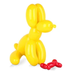 Statues & Sculptures Table Top|Floor Standing-Balloon Dog & Bone 46cm Yellow Resin Indoor Sculpture