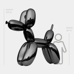 Statues & Sculptures Giant|Floor Standing-Balloon Dog 240cm Black Fibreglass Indoor Sculpture