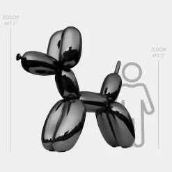 Statues & Sculptures Giant|Floor Standing-Balloon Dog 200cm Black Fibreglass Indoor Sculpture