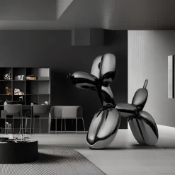 Statues & Sculptures Giant|Floor Standing-Balloon Dog 200cm Black Fibreglass Indoor Sculpture