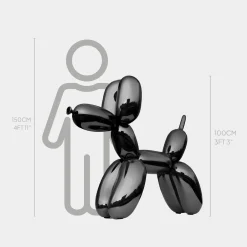 Statues & Sculptures Floor Standing|Balloon Dogs-Balloon Dog 100cm Black Metal Garden Sculpture