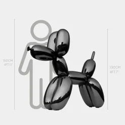 Statues & Sculptures Floor Standing|Balloon Dogs-Balloon Dog 130cm Black Metal Garden Sculpture
