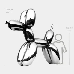 Statues & Sculptures Giant|Floor Standing-Balloon Dog 240cm Chrome Fibreglass Indoor Sculpture