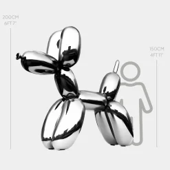 Statues & Sculptures Giant|Floor Standing-Balloon Dog 200cm Chrome Fibreglass Indoor Sculpture