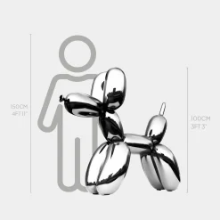 Statues & Sculptures Floor Standing|Balloon Dogs-Balloon Dog 100cm Chrome Fibreglass Indoor Sculpture