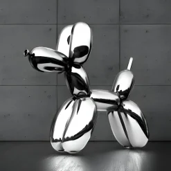 Statues & Sculptures Giant|Floor Standing-Balloon Dog 200cm Chrome Metal Garden Sculpture