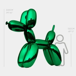 Statues & Sculptures Giant|Floor Standing-Balloon Dog 240cm Green Fibreglass Indoor Sculpture