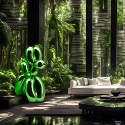 Statues & Sculptures Giant|Floor Standing-Balloon Dog 240cm Green Metal Garden Sculpture