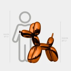Statues & Sculptures Floor Standing|Balloon Dogs-Balloon Dog 100cm Orange Metal Garden Sculpture