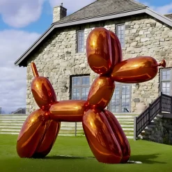 Statues & Sculptures Floor Standing|Balloon Dogs-Balloon Dog 80cm Orange Metal Garden Sculpture