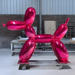 Statues & Sculptures Giant|Floor Standing-Balloon Dog 200cm Pink Metal Garden Sculpture