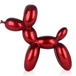 Statues & Sculptures Table Top|Floor Standing-Balloon Dog 46cm Red Resin Indoor Sculpture