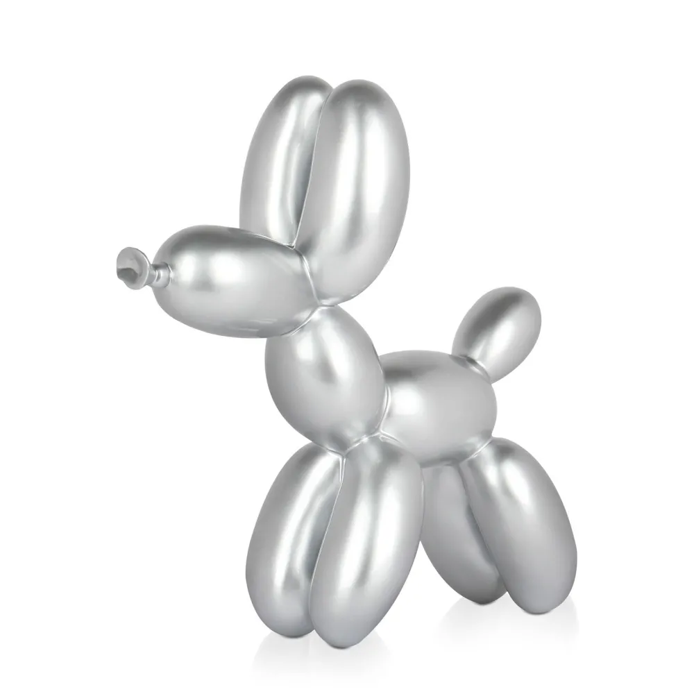Statues & Sculptures Table Top|Balloon Dogs-Balloon Dog 27cm Silver Resin Indoor Sculpture