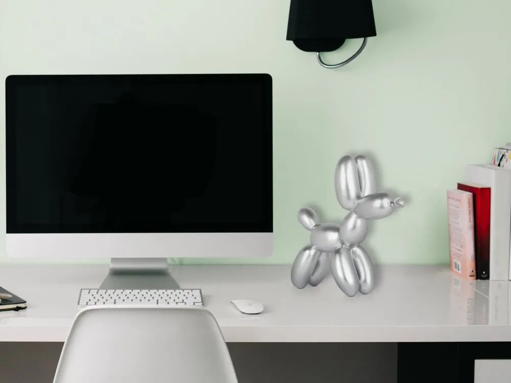 Statues & Sculptures Table Top|Balloon Dogs-Balloon Dog 27cm Silver Resin Indoor Sculpture