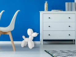 Statues & Sculptures Table Top|Floor Standing-Balloon Dog 46cm White Resin Indoor Sculpture