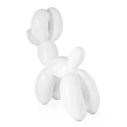 Statues & Sculptures Table Top|Floor Standing-Balloon Dog 46cm White Resin Indoor Sculpture