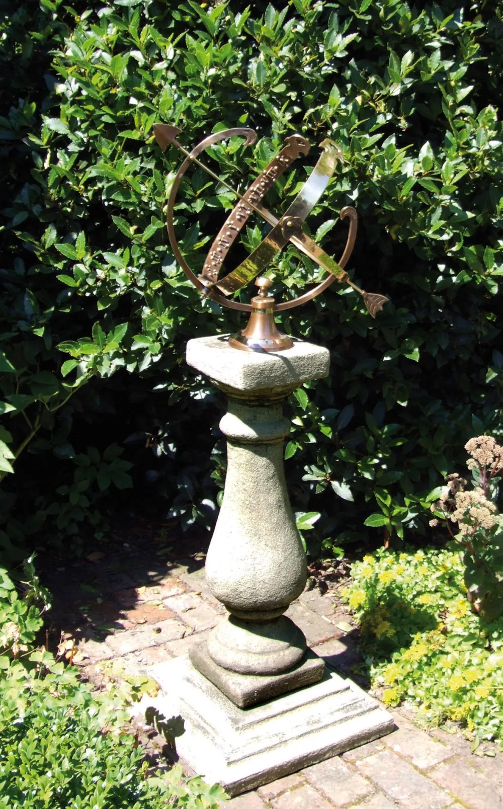 Statues & Sculptures Armillary Sundials-Baluster Large Armillary Stone Garden Sundial