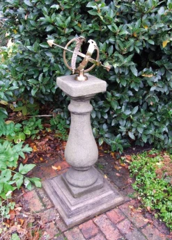 Statues & Sculptures Armillary Sundials-Baluster Medium Armillary Stone Garden Sundial