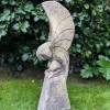 Statues & Sculptures Owls|Modern-Barn Owl on Pedestal Stone Garden Statue