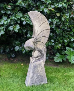 Statues & Sculptures Owls|Modern-Barn Owl on Pedestal Stone Garden Statue