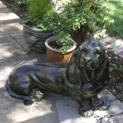 Statues & Sculptures Dogs-Bassett Hound Dog Bronze Metal Garden Statue
