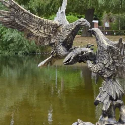Statues & Sculptures Eagles-Battle of Eagles Bronze Metal Garden Statue
