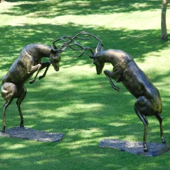 Statues & Sculptures Stags & Deers-Battling Stags Life-Size 140cm Bronze Metal Garden Statues