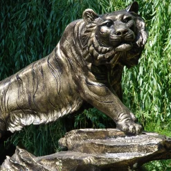 Statues & Sculptures Wildlife-Bengal Tiger Life-Size Bronze Metal Garden Statue