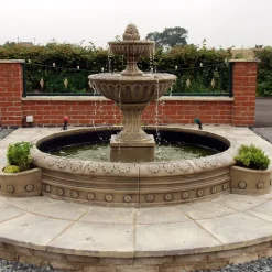 Statues & Sculptures Water Features-Blenheim Double Tier 2m Stone Water Fountain Feature
